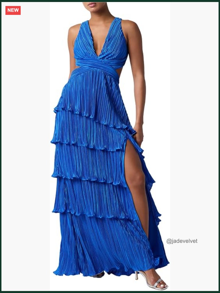 Plunging V-Neck Cutout High Waist Maxi Dress With Lace Back